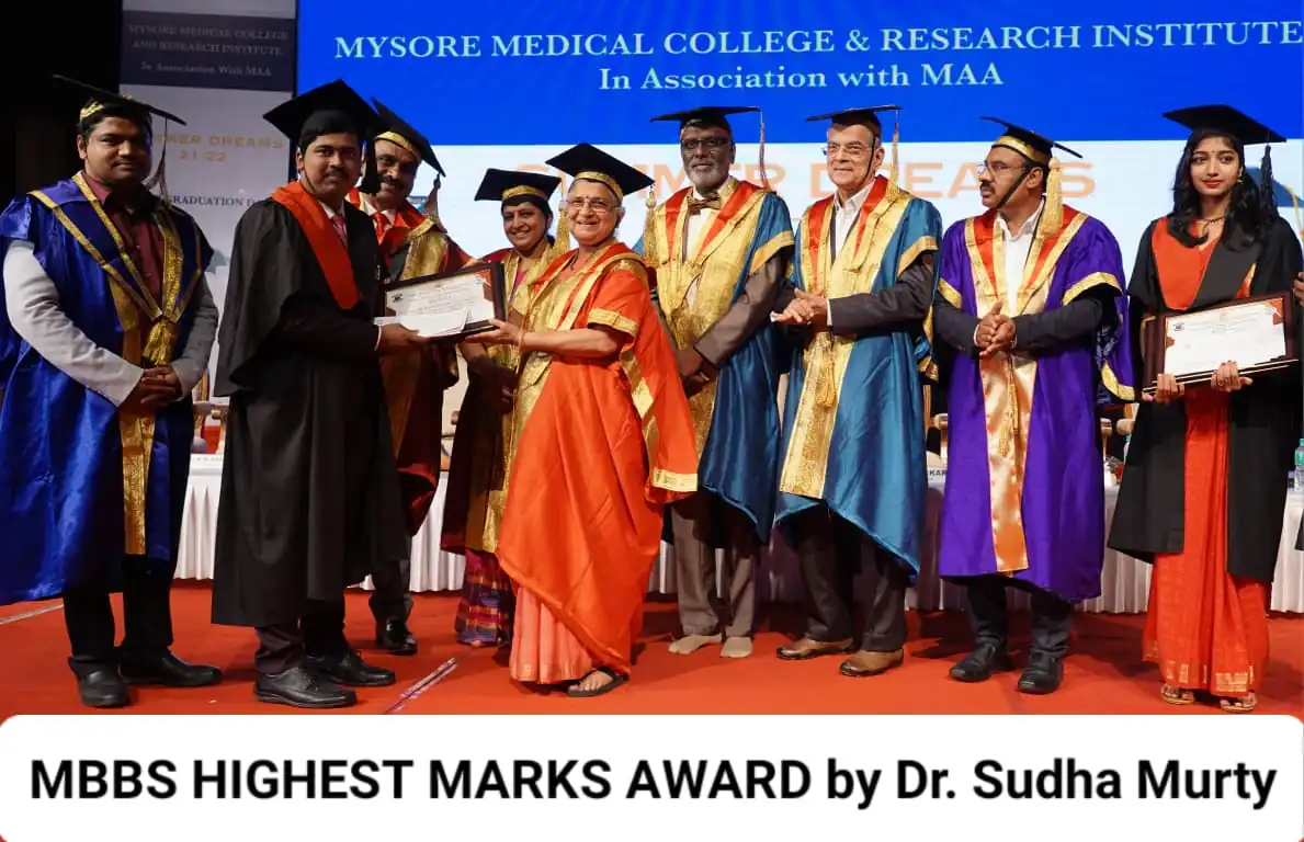 MBBS Graduation - Highest Marks Award presented by Dr. Sudha Murty, Mysore Medical College